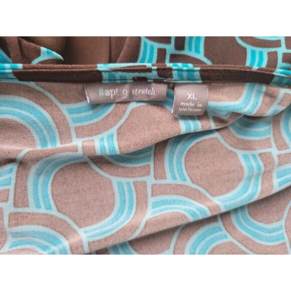 Apt 9 Womens Top Extra Large Blue Geometric Office Casual Sash Buckle GEO107XE - Picture 9 of 10